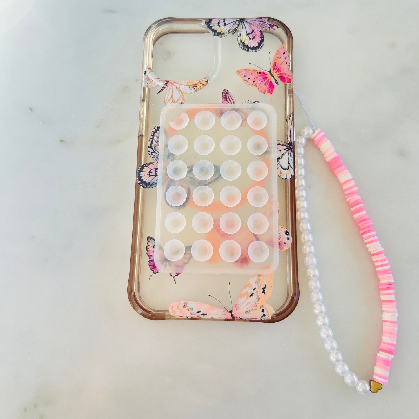 Pink and Pearl Phone Charm
